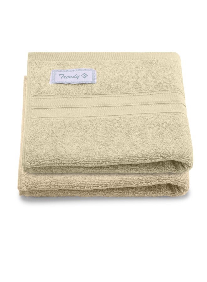 BYFT Home Trendy (Cream) Premium Cotton Hand Towel (50 X 90 Cm-Set Of 2) Highly Absorbent, High Quality Bath Linen With Striped Dobby 550 Gsm - Image 2