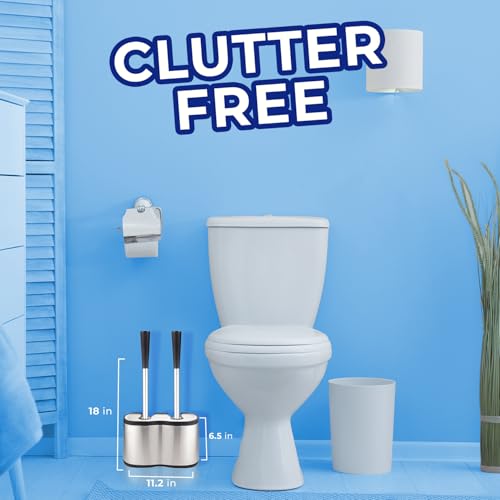 UMIEN Toilet Brush and Plunger Set 18-in - Updated 2025 No-Rust - Stainless Steel Design - Long Handles - with Freestanding Canister - Image 2