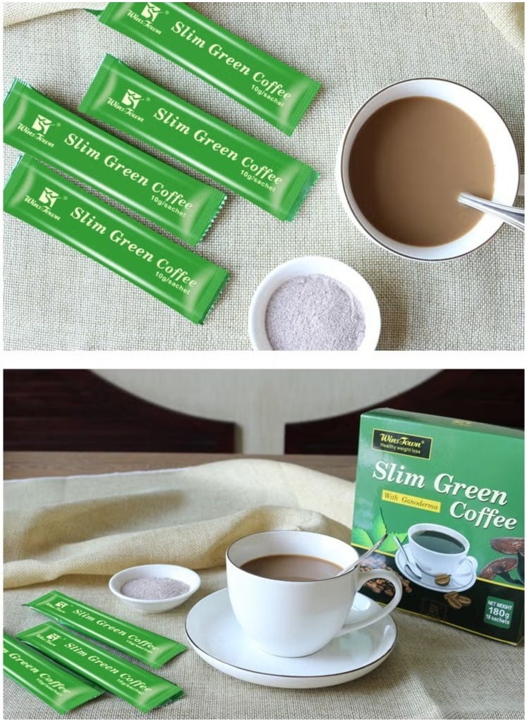 Wins Town - Light green slimming Ganoderma lucidum coffee, a cup before meals to achieve weight loss, a box of 18 sticks - Image 1