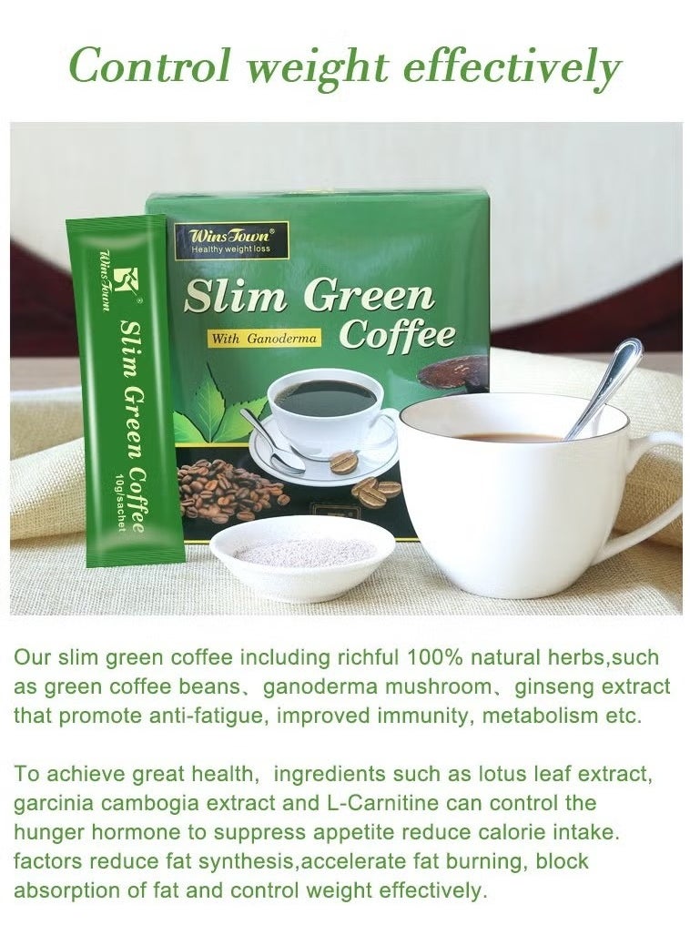 Wins Town - Light green slimming Ganoderma lucidum coffee, a cup before meals to achieve weight loss, a box of 18 sticks - Image 1