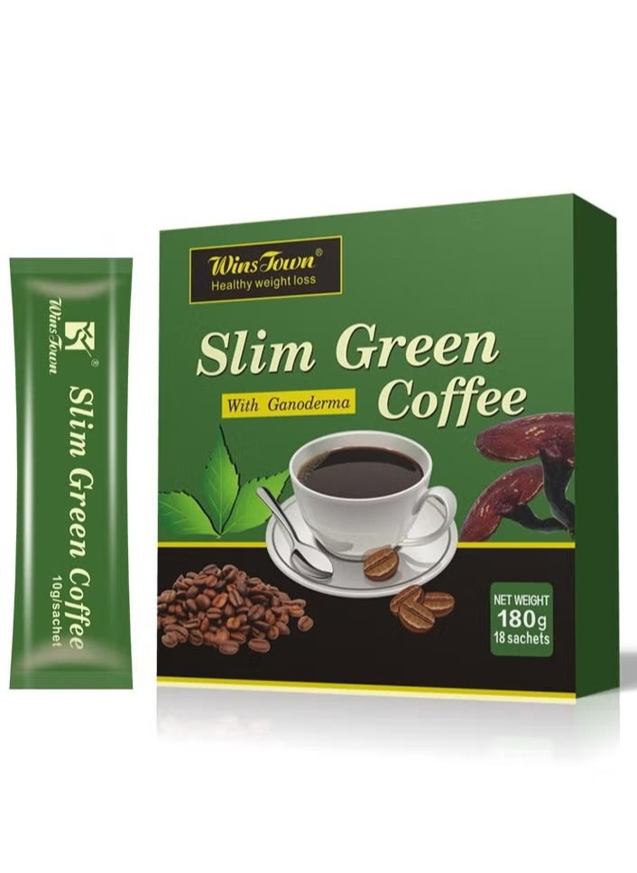 Wins Town - Light green slimming Ganoderma lucidum coffee, a cup before meals to achieve weight loss, a box of 18 sticks - Image 1