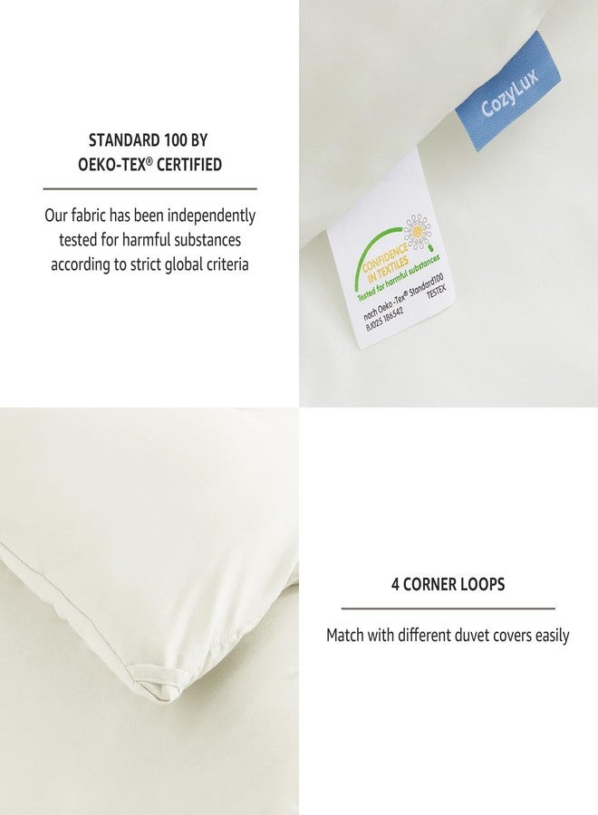CozyLux Comforter Full Size Set Ivory, 3 Pieces Solid Soft Bed Set for Girls, Luxury Breathable Quilted Style Microfiber Down Alternative Bedding Sets All Season (1 Comforter & 2 Pillowcases) - Image 4