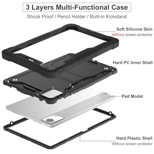 TGK Slim Heavy Duty Shockproof Protection Kickstand Hybrid Case Cover for Lenovo Tab M11 11 inch TB330FU TB330XU, Lenovo Tab K11 Black - Image 3