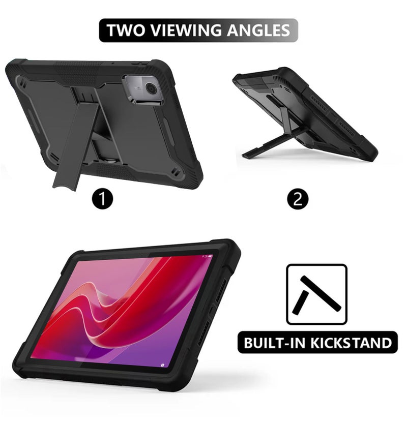 TGK Slim Heavy Duty Shockproof Protection Kickstand Hybrid Case Cover for Lenovo Tab M11 11 inch TB330FU TB330XU, Lenovo Tab K11 Black - Image 4