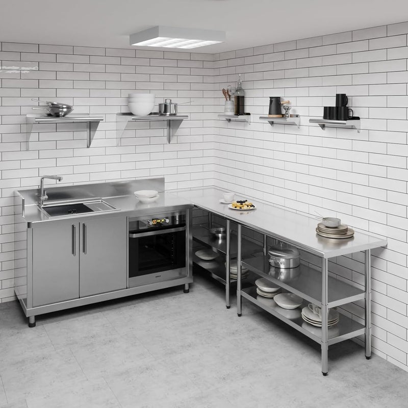 AmGood 6" X 16" Stainless Steel Wall Shelf | Metal Shelving | Garage, Laundry, Storage, Utility Room | Restaurant, Commercial Kitchen | NSF - Image 2
