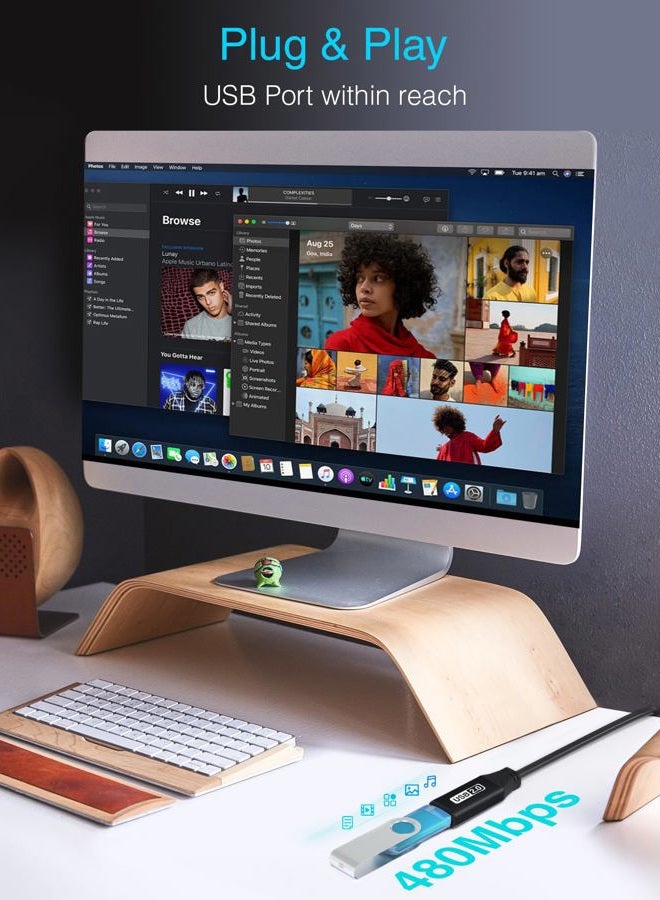 BlueRigger USB Extension Cable (7.5M, USB 2.0, Active, Type A Male to Female, Repeater Cable) - Compatible with Game Consoles, Printer, Camera, Webcam, Flash/Hard Drive, Keyboard - Image 5