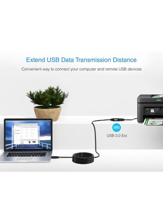 BlueRigger USB Extension Cable (7.5M, USB 2.0, Active, Type A Male to Female, Repeater Cable) - Compatible with Game Consoles, Printer, Camera, Webcam, Flash/Hard Drive, Keyboard - Image 4