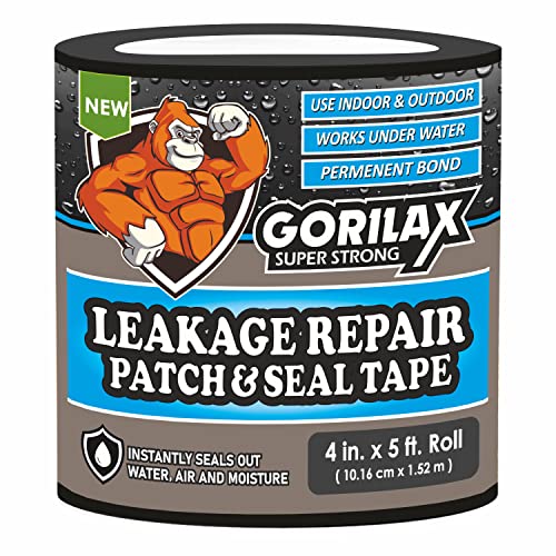Gorilax Waterproof Leak Repair Tape 4 Inch x 5 Ft | Flex Seal Aluminum Butyl Tape for Roof, Pipe, Tank, Sink, Surface Crack, Window Gap | Strong Adhesive Sealant Instantly Stops Water Leakage - Image 1