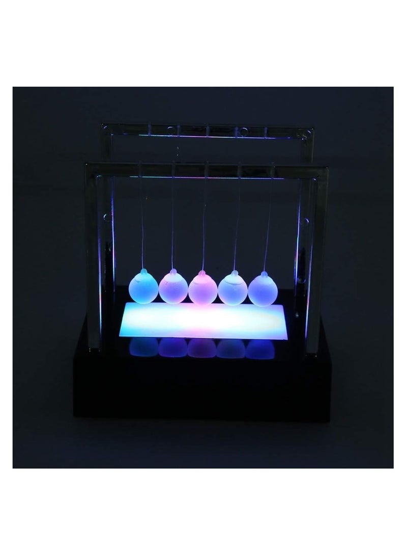 KASTWAVE Classic Newton Swing Ball, Led Light Up Newtons Cradle Balance Ball, Kinetic Energy Multi Color Home Office Toy, Home Decoration Art Work, for Birthday Gift, Science Physics Desk Toys & Accessories - Image 5