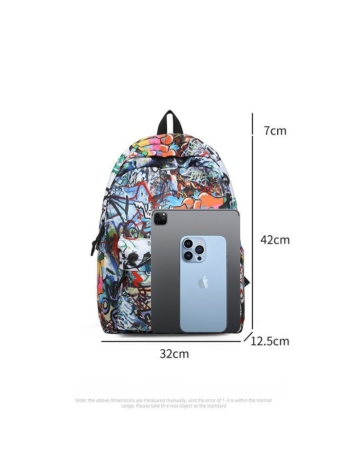 SKT Shiketro Personality Fashion Graffiti Casual Backpack Lightweight Male And Female Students Cool large Capacity Shoulder Bag 32*42*12.5CM - Image 3