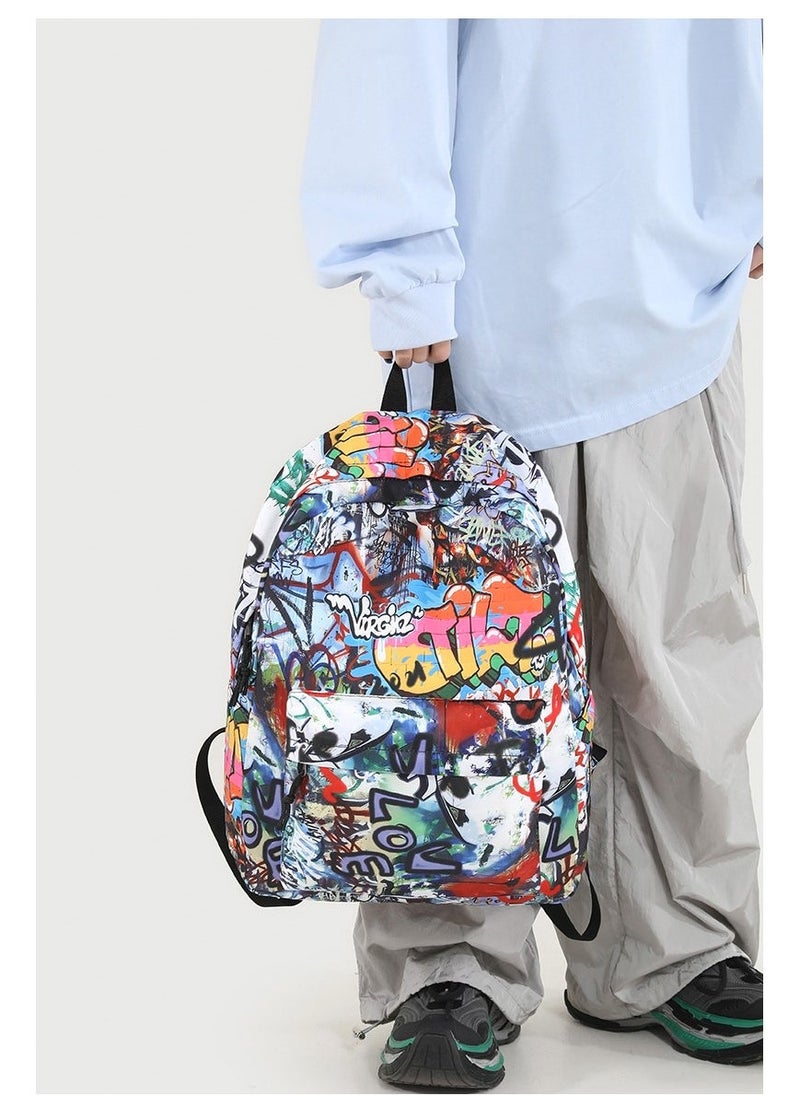 SKT Shiketro Personality Fashion Graffiti Casual Backpack Lightweight Male And Female Students Cool large Capacity Shoulder Bag 32*42*12.5CM - Image 2