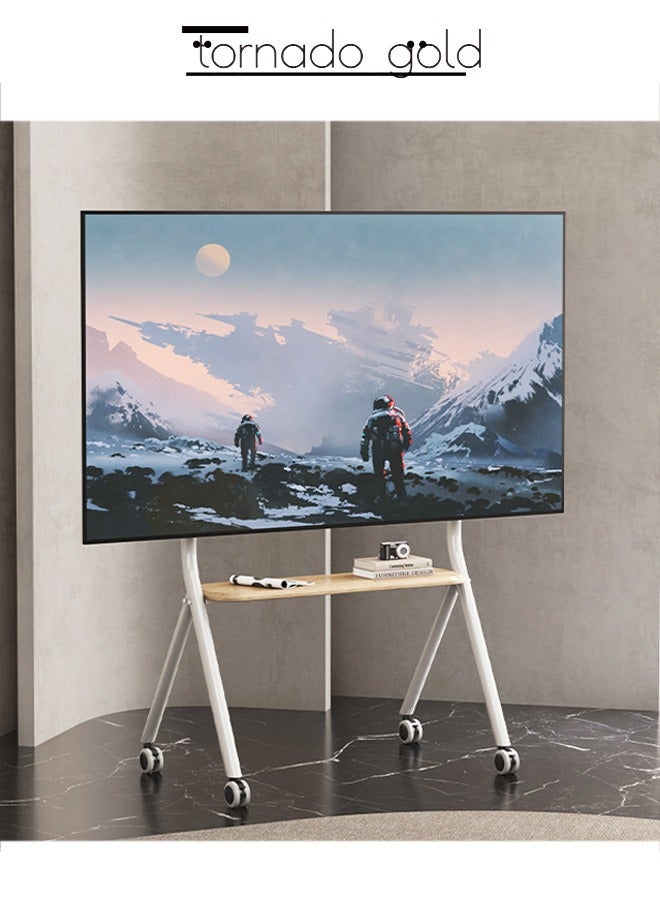 tornado gold Art Easel Mobile TV Stand with Wheels for 32-75 Inch LCD LED Flat Curved Screen, Height Adjustable Mobile Portable TV Stand with Media Stand Tray  - Image 1