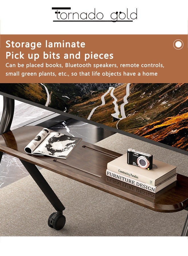 tornado gold Art Easel Mobile TV Stand with Wheels for 32-75 Inch LCD LED Flat Curved Screen, Height Adjustable Mobile Portable TV Stand with Media Stand Tray  - Image 5