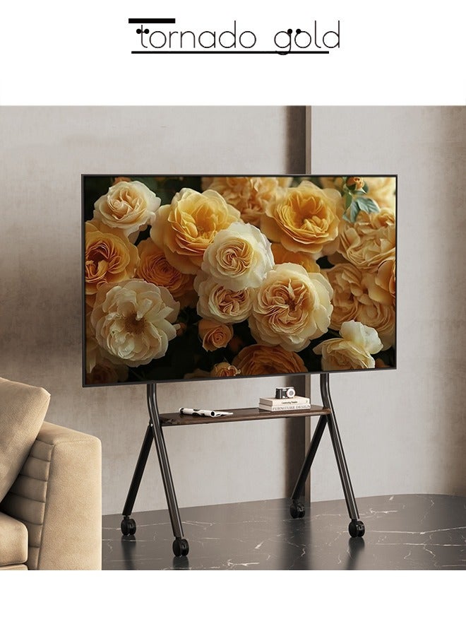 tornado gold Art Easel Mobile TV Stand with Wheels for 32-75 Inch LCD LED Flat Curved Screen, Height Adjustable Mobile Portable TV Stand with Media Stand Tray  - Image 3