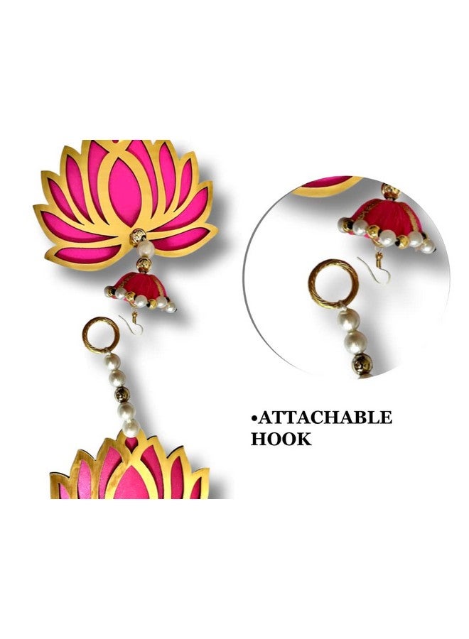 BENAVJI MDF Handmade Wall Decor Lotus with Ball Style,Hanging for Home Decor,Diwali Decor,Wedding and All Festival Decor |Lotus Hangings for Home Decoration|Lotus Export Quality |Pink Pack of 11 - Image 2