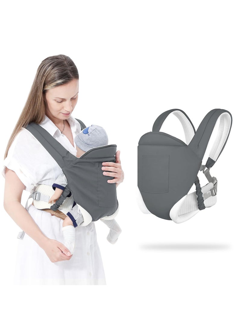Excefore Baby Sling Carrier, Adjustable Breathable Baby Carrier from Newborn to Toddler, Infant Hip Seat Nursing Sling Wrap, Supports 7-45 Lbs, Grey - Image 1