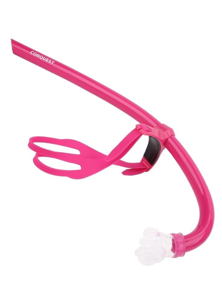 CONQUEST Front Snorkel Swimming Snorkel with Silicone Mouthpiece Comfortable and Safe Swimming Experience Pink  - Image 1