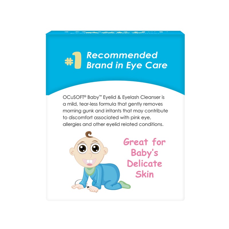 OCuSOFT Baby Eyelid and Eyelash Cleanser, Pre-Moistened Towelette, White/Blue 20 Count - Image 2