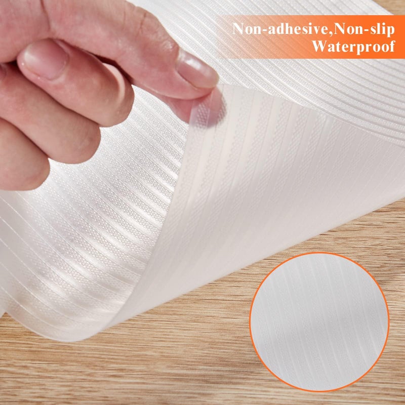 Mcrbeay 17.5" X 120" Refrigerator Liners Shelf Liner, Fridge Liners Non Slip Washable, Drawer Liners Non Adhesive Waterproof, Durable Fridge Mats for Glass Shelves, Cupboard, Pantry, Clear - Image 3