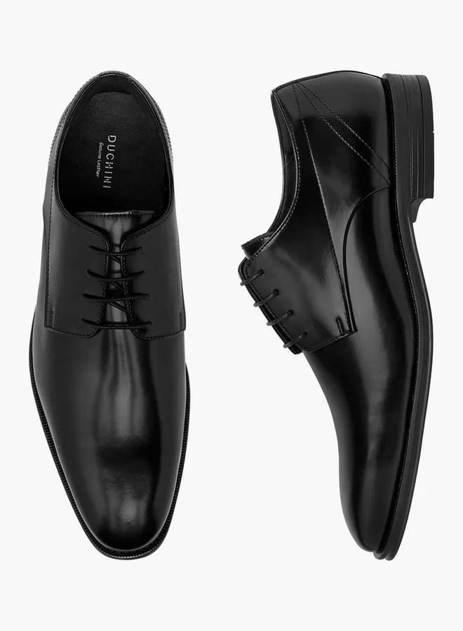 دوتشيني Men's Solid Lace-Up Derby Shoes