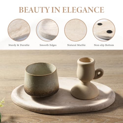 Koville Luxurious Natural Marble Vanity Tray Cloud Shape Serving Stone Key Tray for Home Decor 10 x 7 Marble Storage Trays for Bathroom Stone Plate Holder for Perfume Candle and Jewelry - Image 3