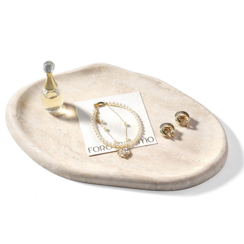 Koville Luxurious Natural Marble Vanity Tray Cloud Shape Serving Stone Key Tray for Home Decor 10 x 7 Marble Storage Trays for Bathroom Stone Plate Holder for Perfume Candle and Jewelry - Image 2