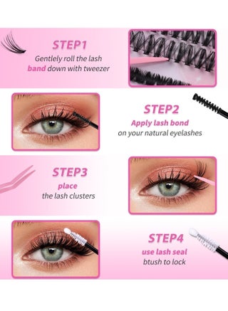 4 Styles DIY Eyelash Extension Kit 640 Clusters, 9-16mm Mixed Individual Lashes Cluster, Natural Curl Personal Eyelash Set, Segmented False Eyelashes, Thick Eyelashes - view 5