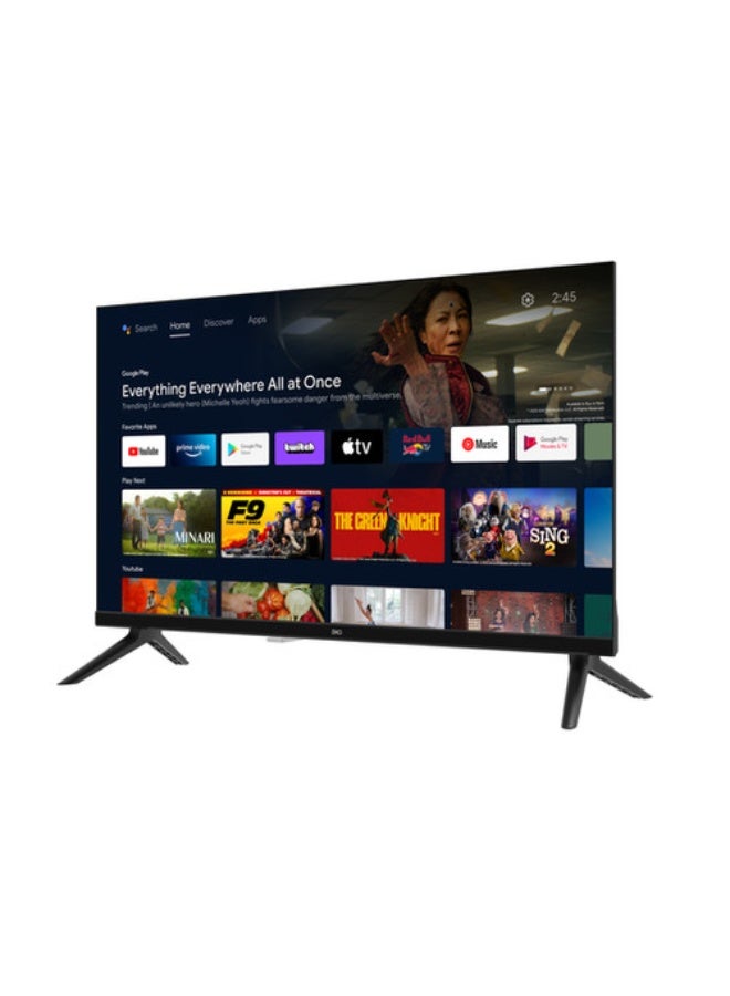 تلفزيون ذكي LED عالي الدقة (HD) مقاس 24 بوصة، يعمل بنظام Android TV 11، ويدعم WiFi وMiracast.