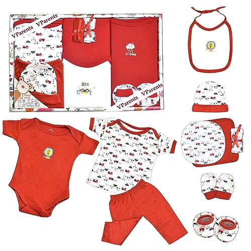 Vparents Bitsy New Born Baby Gift Set (Red, Pack of 10) - Image 1