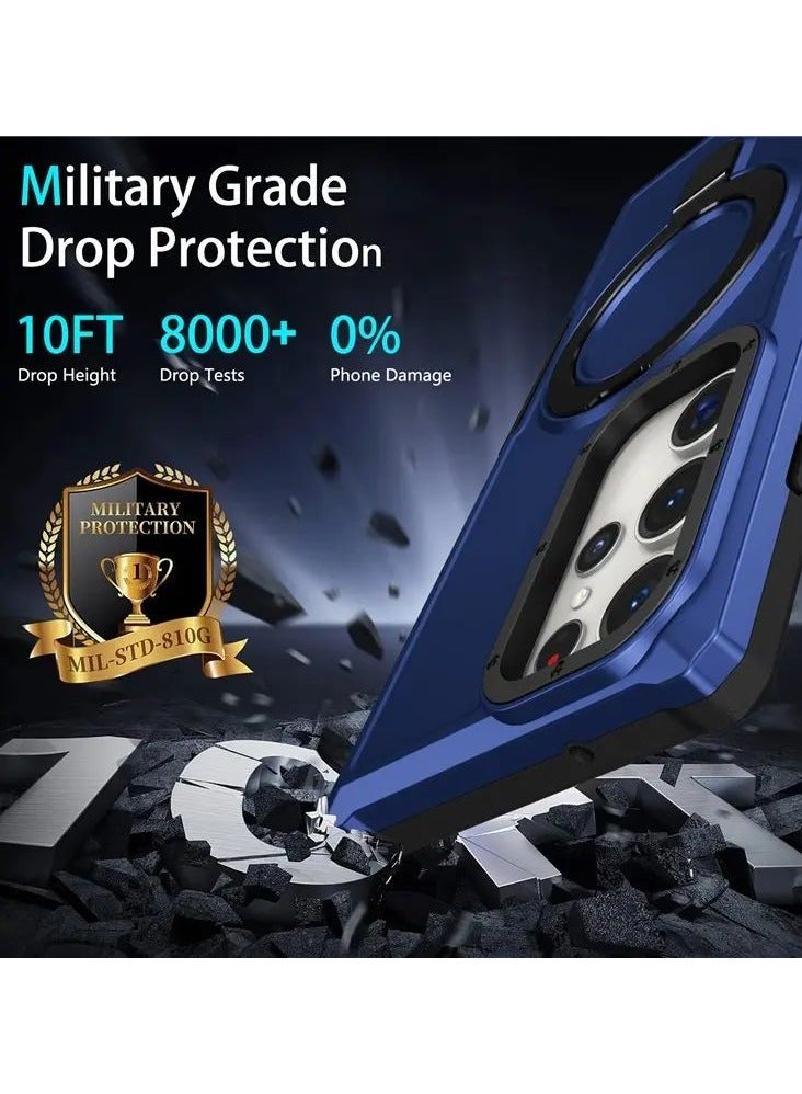 كولور فانس غطاء مغناطيسي لهاتف سامسونج جالاكسي إس23 ألترا مع حامل حلقي وحماية العدسة - أزرق - Image 2