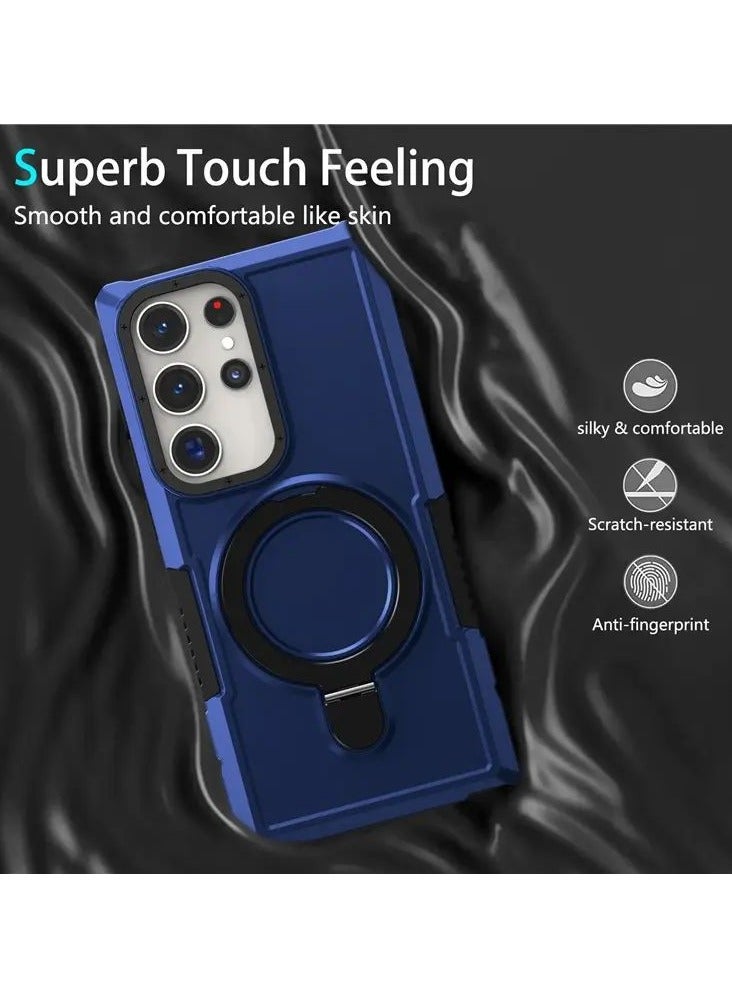 كولور فانس غطاء مغناطيسي لهاتف سامسونج جالاكسي إس23 ألترا مع حامل حلقي وحماية العدسة - أزرق - Image 3