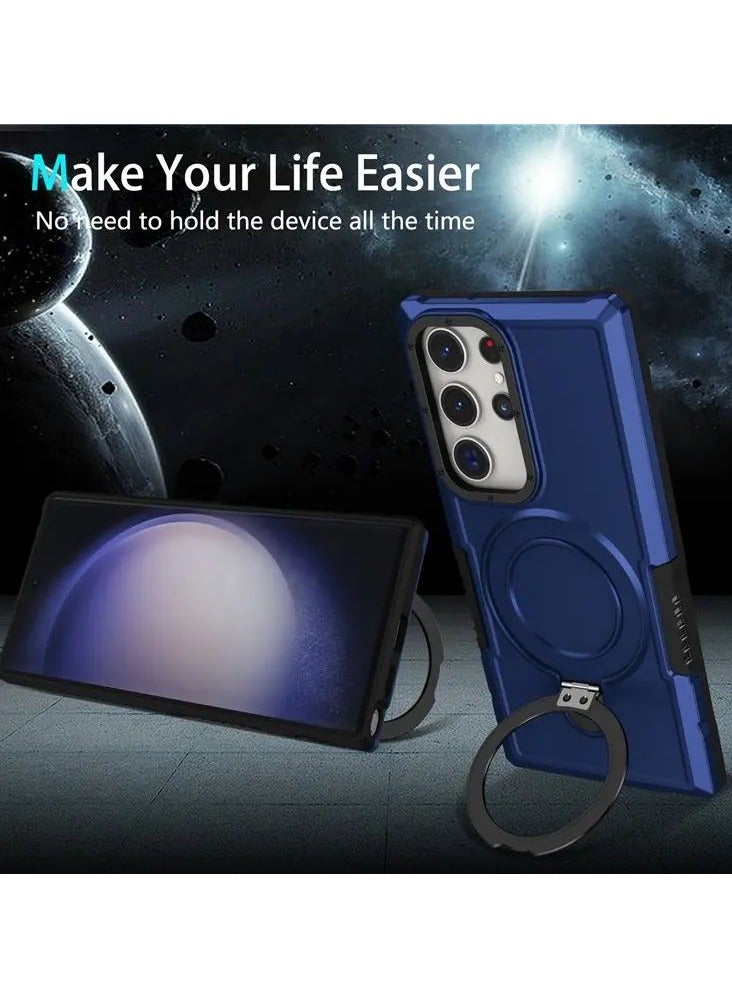 كولور فانس غطاء مغناطيسي لهاتف سامسونج جالاكسي إس23 ألترا مع حامل حلقي وحماية العدسة - أزرق - Image 4