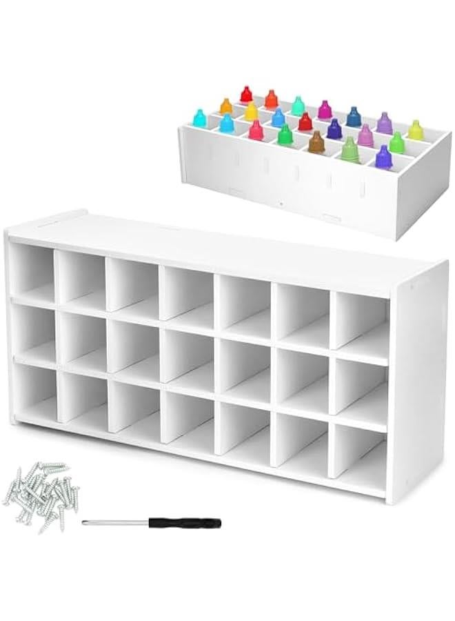 Arabest Arts and Crafts Supply Organizer - 5mm Board Storage Rack with 21 Compartments, Paint Storage Tray Brushes Pens Color Pencils Organizer Holder For Paint Bottles, Tubes, ments - Image 1