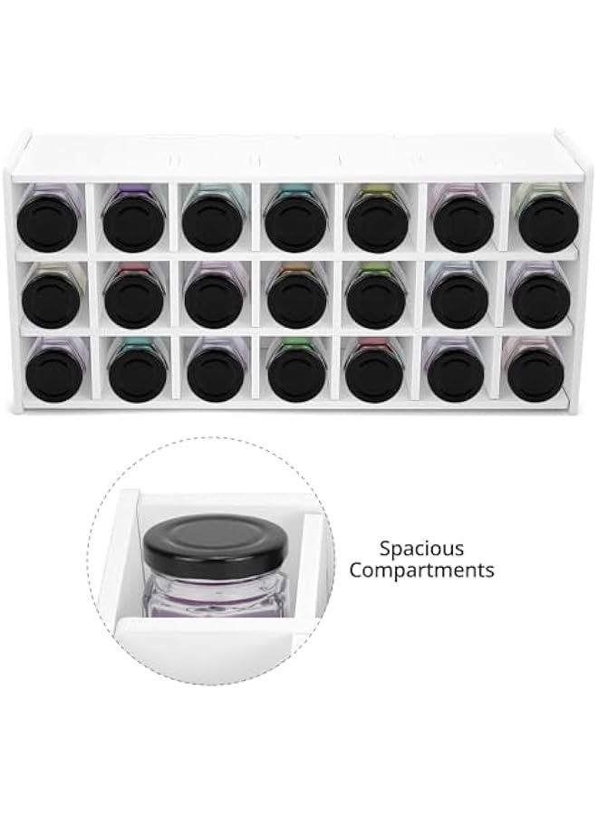 Arabest Arts and Crafts Supply Organizer - 5mm Board Storage Rack with 21 Compartments, Paint Storage Tray Brushes Pens Color Pencils Organizer Holder For Paint Bottles, Tubes, ments - Image 3