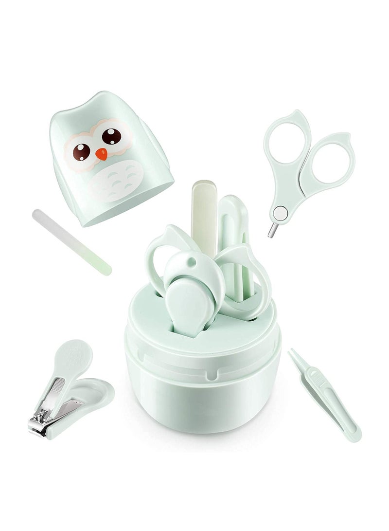 Excefore Baby Nail Clippers, 4-in-1 Safe Baby Nail Kit with Cute Case, Nail Clipper, Scissors, Tweezers, Baby Nail File Set for Newborn, Infant, Toddler and Kids-Owl Green - Image 1