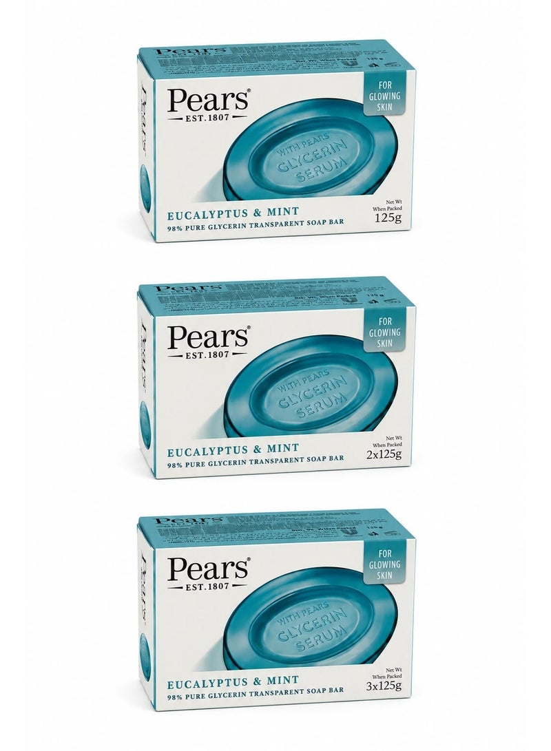 Pears 3 Pieces of Soap Soft and Fresh& 98% pure Glycerin,125g - Image 1