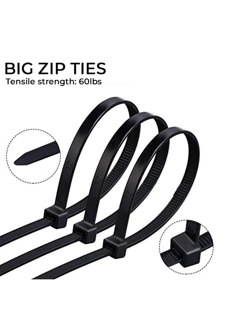KPP Cable ties & Accessories KPP Cable ties And Accessories Zip Ties SelfLocking Nylon Wire Ties Perfect for HomeGardenOfficeTravel and Workshop 25 x 150mm UV BLACK 1000 Pieces  - Image 4