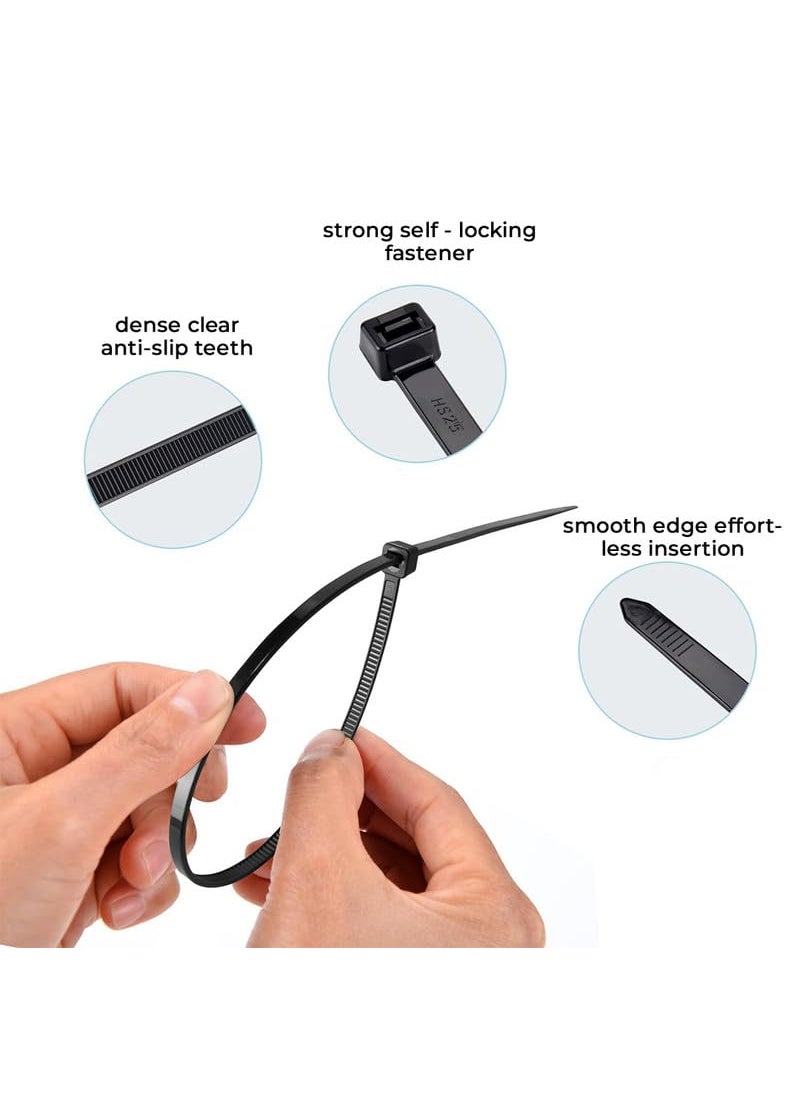 KPP Cable ties & Accessories KPP Cable ties And Accessories Zip Ties SelfLocking Nylon Wire Ties Perfect for HomeGardenOfficeTravel and Workshop 25 x 150mm UV BLACK 1000 Pieces  - Image 2