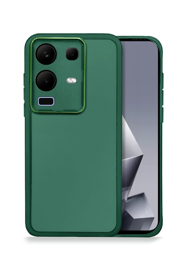 Wtech Infinix Note 50x 5G 2025 Soft Transparent TPU Camera Protection Silicone Ultra Thin Phone Stylish Electroplated Camera Border Back Case Cover - Dark Green - Image 1