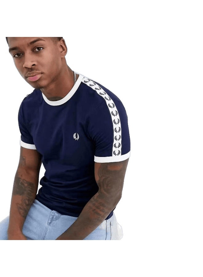 FRED PERRY Men's Short-Sleeve T-Shirt, Minimalist Casual Color-Blocking Trim Half-Sleeve Top - Image 2