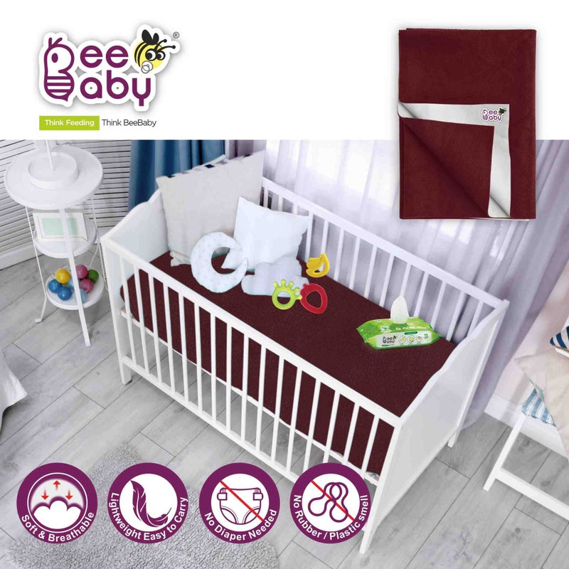 BeeBaby UltraDry Waterproof Quick Dry Sheets for Baby. High Absorbent, Anti - Piling & Reusable Bed Protector for Infants, New Born, Toddlers. (Small - 50cm x 70cm) (Dark Blue, Maroon - Pack of 2) - Image 4