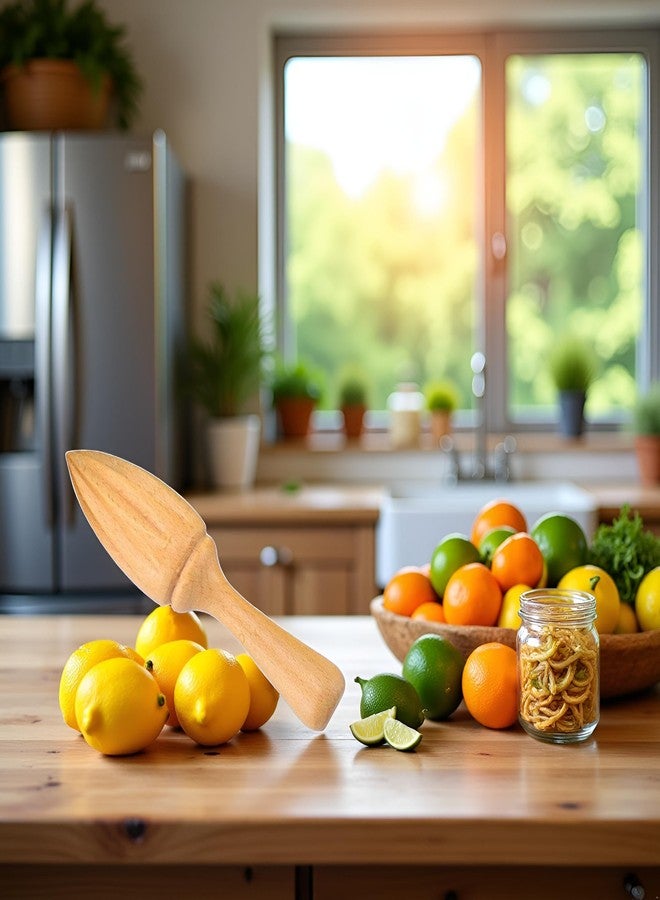 SquarezhenBo Wooden Citrus Juicer - Manual Handheld Lemon Orange Reamer with Ergonomic Grip, Durable Fruit Squeezer Tool for Home/Bar/Cafe Use, Portable Kitchen Accessories for Juicing Limes and Citrus Fruits - Image 2