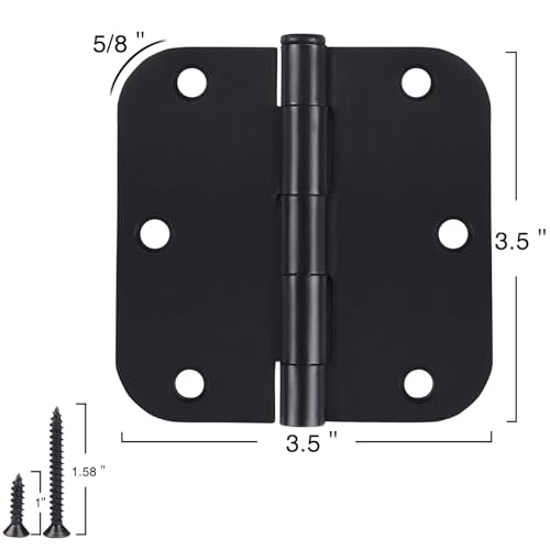 TDCHINGES 24 Pack Rounded Matte Black Door Hinges 3.5 inch x 3-1/2", 5/8 Radius Storage Hinge with White Interior Decoration Doors Classic Colour Coordination Closet Shed Hardware for Inside Home Improvement - Image 4