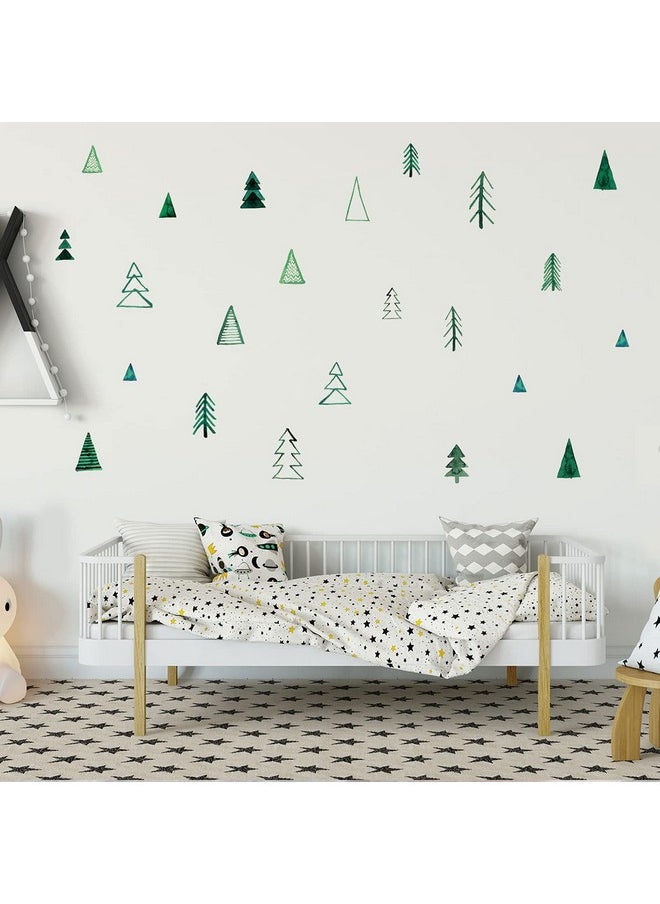 Maydahui - Nordic Style Green Pine Wall Decals Triangle Trees Wall Stickers (70 X 70 Inch) Abstract Art Forest Wall Decor Peel Stick For Livingroom Kids Room Nursery Bedroom Home Decor - Image 1