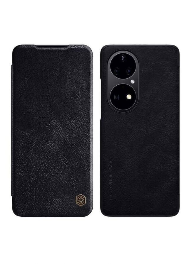Nillkin Qin Series Classic Flip Leather Protective Case Cover For Huawei P50 Pro Black - Image 3