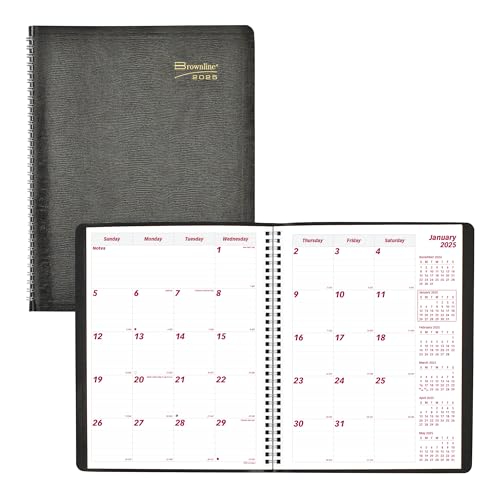 Brownline® 2025 Essential Monthly Planner, 14 Months, December 2024 to January 2026, Twin-Wire Binding, 11" x 8.5", Black (CB1262.BLK-25) - Image 1