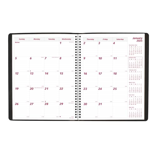 Brownline® 2025 Essential Monthly Planner, 14 Months, December 2024 to January 2026, Twin-Wire Binding, 11" x 8.5", Black (CB1262.BLK-25) - Image 4