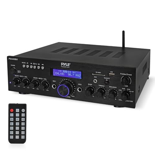 Pyle 200W Wireless Bluetooth Power Amplifier - Dual Channel Stereo Receiver with USB Flash Reader - SD Card - AUX - MIC IN w/ Echo - Radio - Home Theater - Studio Use - RCA Output - PDA65BU - Image 2