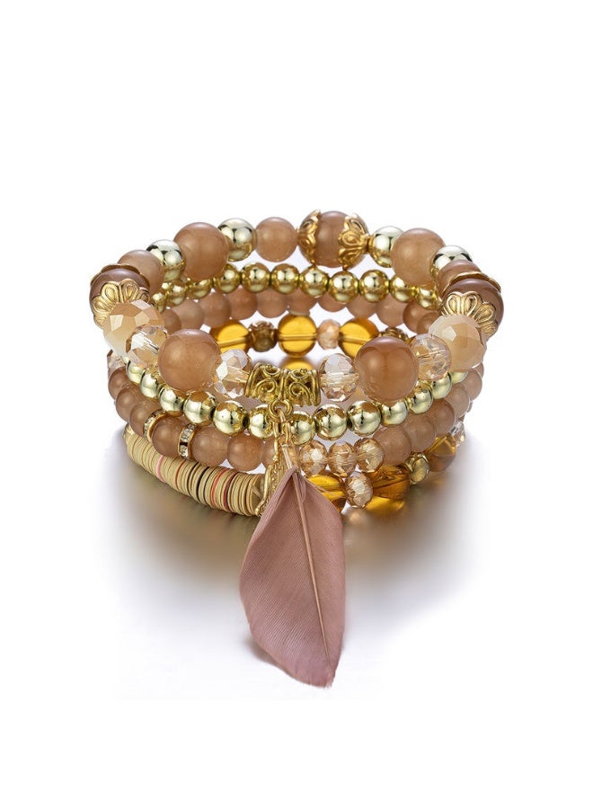 Bohemian Style Trendy Design Bead Pendant Multilayer Bracelet