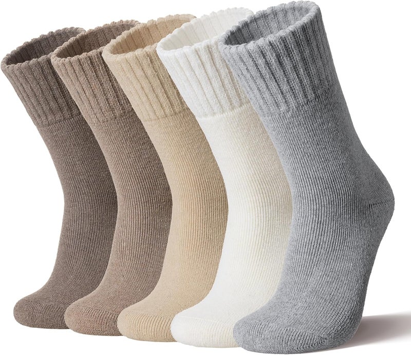 Velice Wool Socks for Women Merino Wool Boot Hiking Thick Thermal Warm Winter Crew Cushion Cozy Work Socks 5 Pairs - Image 1